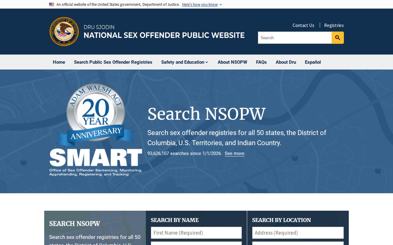 NSOPW national search used with Sequatchie County sex offender records