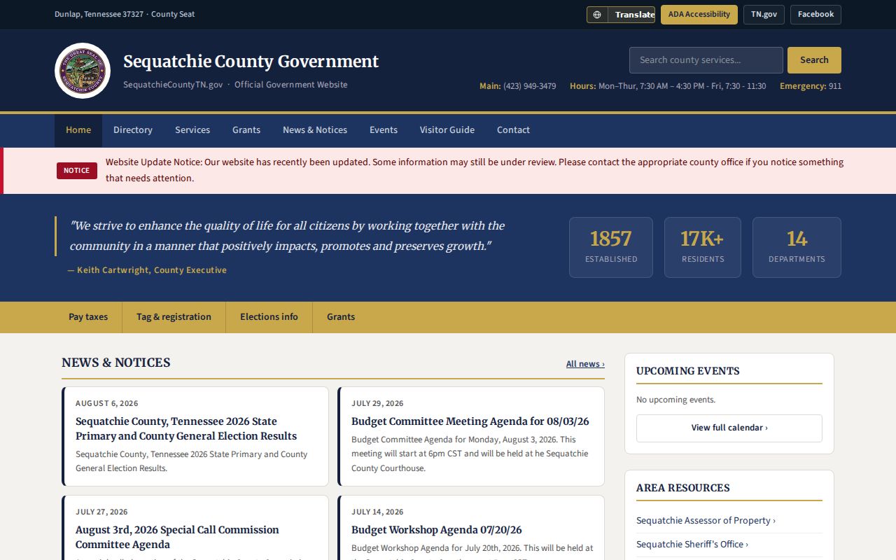 Sequatchie County criminal records official county homepage
